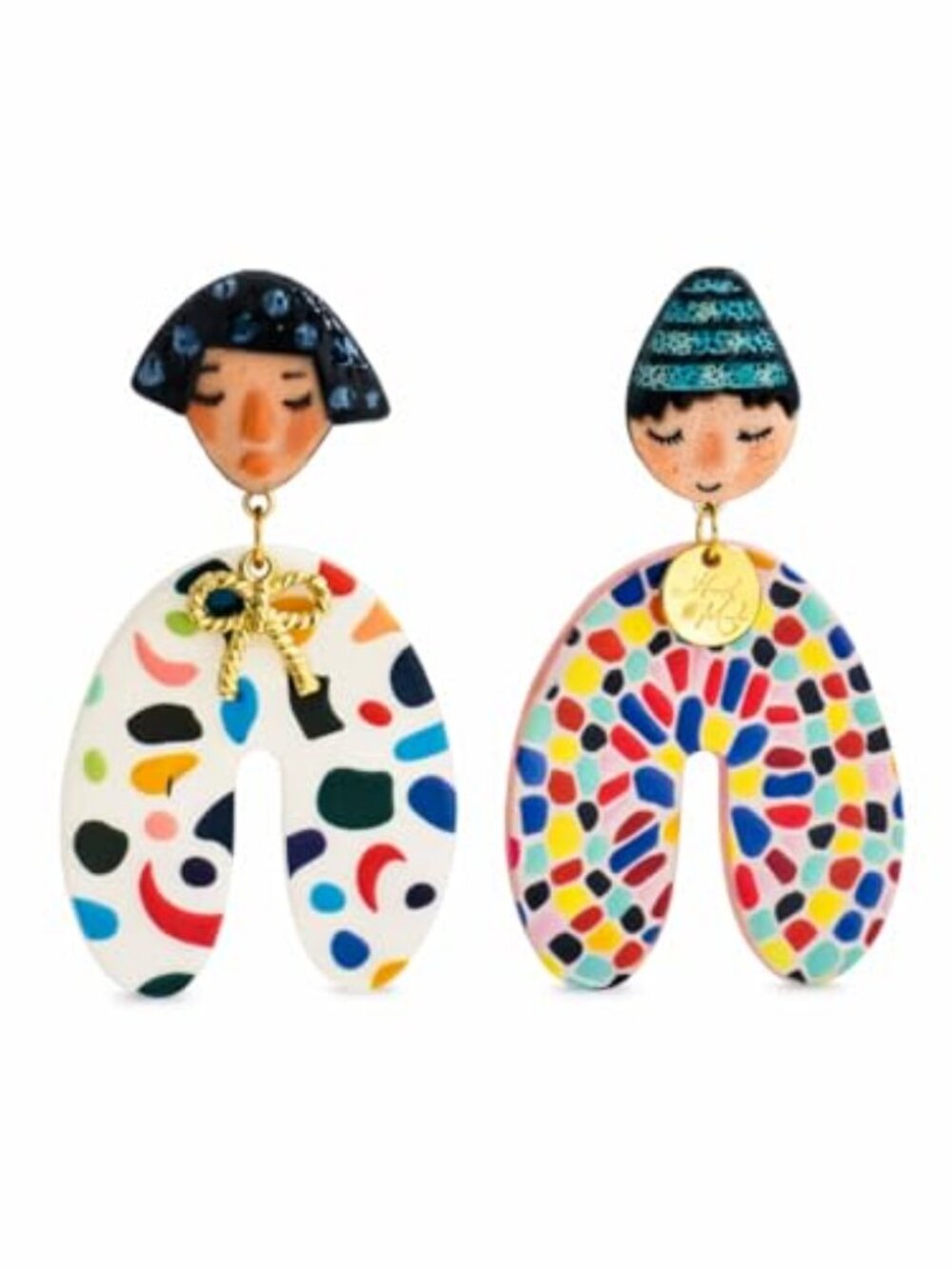 Artisan Asymmetrical Whimsical Portrait Earrings for Women